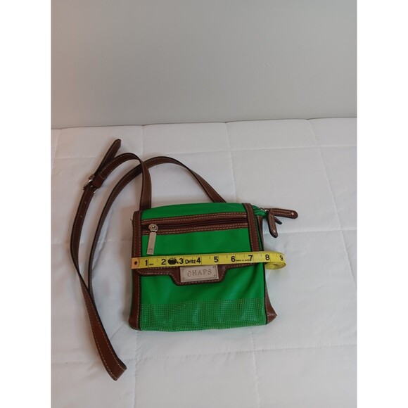 Chaps Vegan Leather Crossbody Bag Green / Brown - Picture 5 of 6